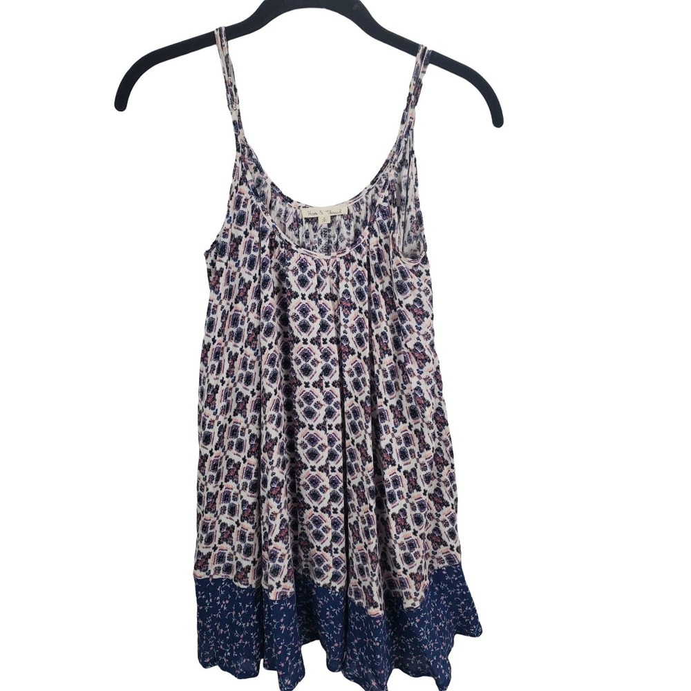 Hem & Thread Tank Top Womens Small Sleeveless Crew Neck Multicolor Summer Beachy